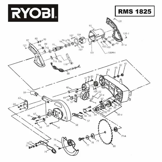 Ryobi RMS1825 Spare Parts List Type: 1000014437